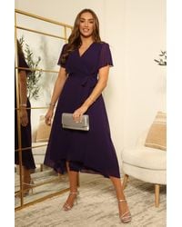 Double Second - Chiffon Wrap Dress W/ Cape Sleeves - Lyst