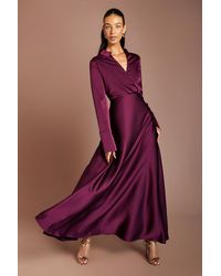 Coast - Wrap Front Satin Maxi Dress - Lyst