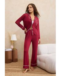 WOVCOR - Heart Pocket Piped Revere Collar Long Sleeve Pyjama Set - Lyst