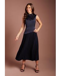 Coast - Drape High Neck Pleated Skirt Midi Dress - Lyst