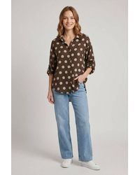 Izabel London - Polka Dot Print 3/4 Sleeve Relaxed Shirt - Lyst