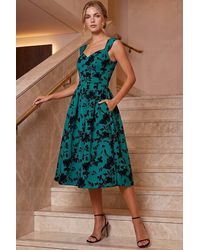 Roman - Glitter Floral Flocked Premium Stretch Dress - Lyst