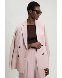 Karen Millen - Polished Linen Blend Single Breasted Tailored Blazer - Lyst