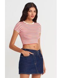 Dilvin - Striped Crop Top Blouse - Lyst