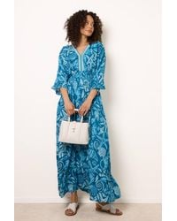 Blue Vanilla - Shirred Waist Short Sleeve V-Neck Maxi Dress - Lyst