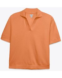 Enorsia - Cotton Rich Broderie V-Neck Polo Shirt - Lyst