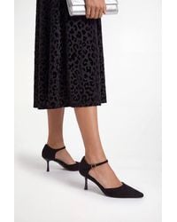 Wallis - Lydia Faux Suede Ankle Strap Medium Stiletto Heel Court Shoes - Lyst