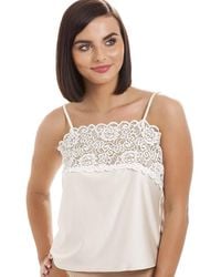 CAMILLE - Luxury Satin Feel Lace Trim Camisole - Lyst