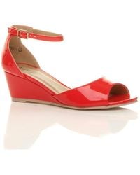 AJVANI - Mid Wedge Heel Ankle Strap Sandals - Lyst