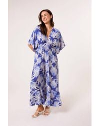 Blue Vanilla - Shirred Waist Three Quarter Sleeve V-Neck Jumpsuit - Lyst