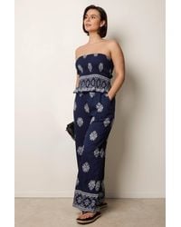 Blue Vanilla - Shirred Waist Sleeveless Bardot Top & Trousers Set - Lyst