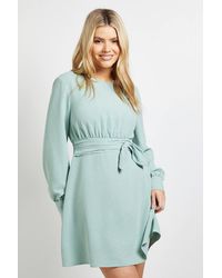 Dorothy Perkins - Bow Waist Long Sleeve Mini Dress - Lyst