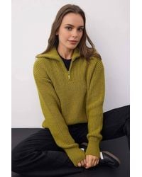 WOVCOR - Soft Textured Long Sleeve Zip Neck Knit Sweater - Lyst