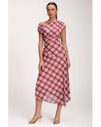 Jolie Moi - Asymmetric Draped Mesh Dress - Lyst