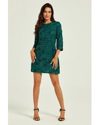 FS Collection - Floral Sequin 3/4 Sleeve Mini Dress - Lyst