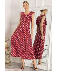 Jolie Moi - Pia Frill Shoulder Maxi Dress - Lyst