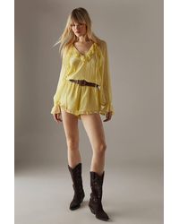 Warehouse - Marble Dobby Chiffon Ruffle Blouson Romper - Lyst