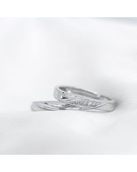 The Colourful Aura - Adjustable Couple Promise Band Zircon Ring Set - Lyst
