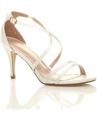 AJVANI - Mid Heel Crossed Straps Wedding Bridal Sandals - Lyst