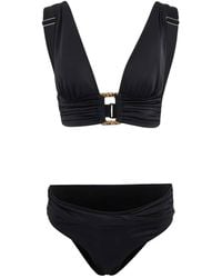 WOVCOR - Triangle Bikini Set W/ Accessory Detail & High Waist Bottoms - Lyst