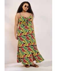 Yours - Tropical Leaf Print Maxi Dress - Lyst
