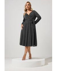Yours - Metallic Wrap Dress - Lyst
