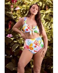 Yours - Tropical Super High Waisted Bikini Briefs - Lyst