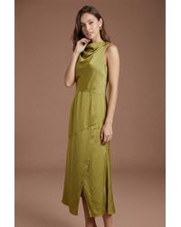 Coast - Cowl Neck Sleeveless Satin Midi Dress - Lyst