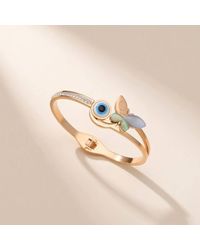 The Colourful Aura - Large Colourful Butterfly Evil Eye Open Cuff Bangle - Lyst