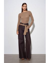 Dilvin - Ribbed Boat Neck Long-Sleeve Blouse - Lyst