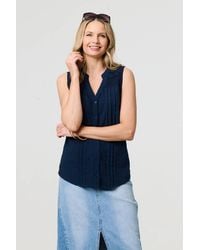 Izabel London - Lace Trim Sleeveless V-Neck Blouse - Lyst