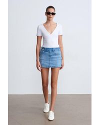 Dilvin - High-Waist Denim Mini Skirt W/ Belt - Lyst