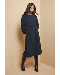 Wallis - Jersey Belted Midi Dress - Lyst