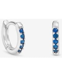Simply Silver - Sterling Plated Sapphire Mini 10Mm Hoops - Lyst