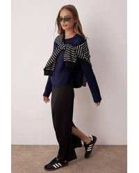 WOVCOR - Oversized Crew Neck Long Sleeve Knit Sweater W/ Button Detail - Lyst