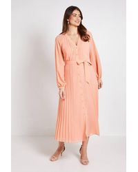 Wallis - Chiffon Pleat Detail Midi Dress - Lyst