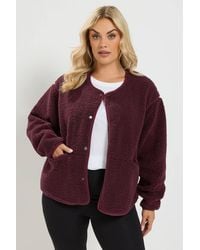 Yours - Collarless Fleece Jacket - Lyst