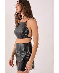 Nasty Gal - Vinyl Faux Leather Strappy Crop Top - Lyst