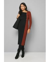 Wallis - Colour Block Asymmetric Knitted Dress - Lyst
