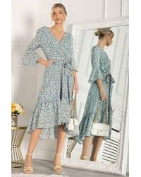 Jolie Moi - Geelan Tiered Hem Maxi Dress - Lyst