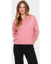 Saint Tropez - Mila Round Neck 3/4 Sleeve Cardigan - Lyst