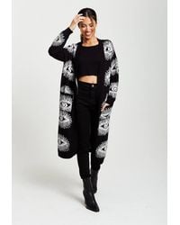 Liquorish - Eye Pattern Longline Cardigan - Lyst