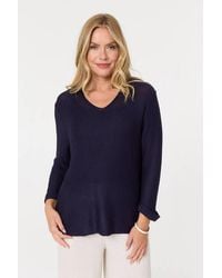 Izabel London - Mesh Texture 3/4 Sleeve Relaxed Top - Lyst