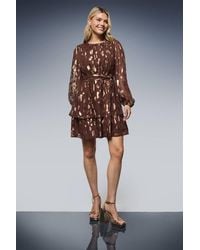Dorothy Perkins - Dp Luxe Jacquard Blouson Sleeve Tiered Skirt Mini Dress - Lyst