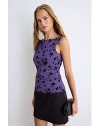 WOVCOR - Fitted Crew Neck Sleeveless Regular Tulle Blouse - Lyst