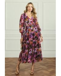 Izabel London - Floral Long Sleeve Ruched Maxi Dress - Lyst