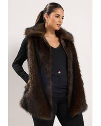 Yours - Faux Fur Tipped Gilet Jacket - Lyst