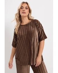 Yours - Plisse Velour Top - Lyst