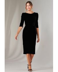 Jolie Moi - Velvet Side Tie Midi Dress - Lyst