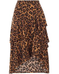 Oasis Leopard Tiered Skirt - Brown